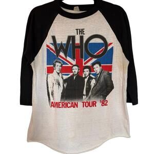 Vintage 80s The Who American Tour 1982 Raglan Double Sided Single Stitch Shirt L